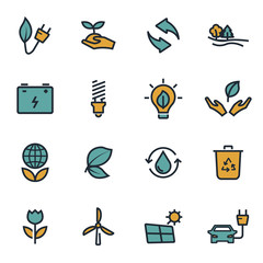 Sticker - Vector flat eco icons set