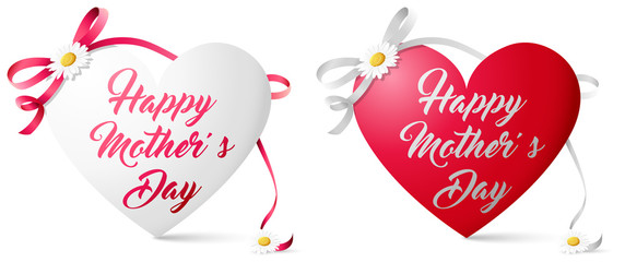 Wall Mural - Happy mother's day heart with flowers and bow