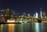 Fototapeta  - Brooklyn bridge night view , New York, USA