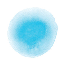 Blue Round Watercolor On White Background