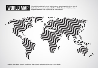 Sticker - World map of wavy lines. Abstract globe continents topography vector infographic background