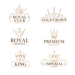 Wall Mural - vintage princess vector labels and logos with crowns
