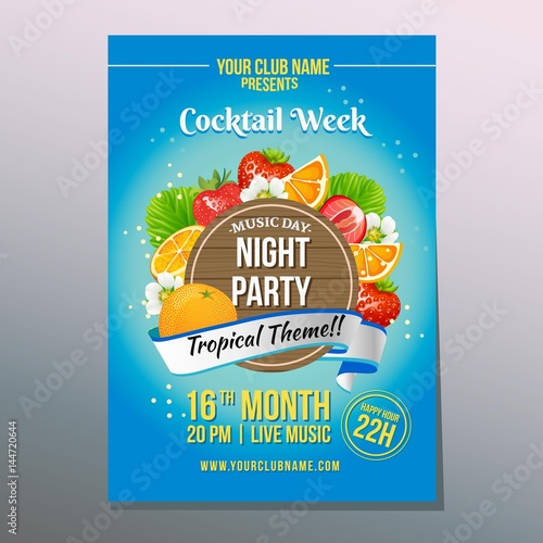 cocktail tropical party poster © oncombuntung