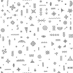 Wall Mural - seamless pattern with ethnic tribal symbols