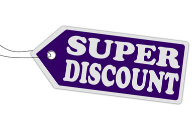 Sticker - Super discount blue speech bubble label or sign