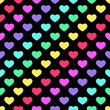 Bright 80s style rainbow hearts background