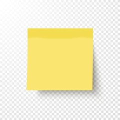 yellow sticky note isolated on transparent background. note post memo, label. realistic template, mo