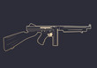 american submachine gun with gold outline