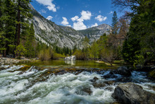 River Rapids With Mountain, Sky, Trees