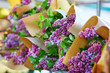Bunches of fresh lilac on flower market
