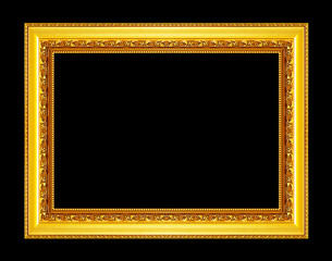 Poster - Antique gold frame isolated on black background, clipping path