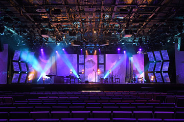 Stage with Lights and Musical Instruments
