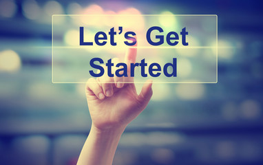 let's get started concept with hand