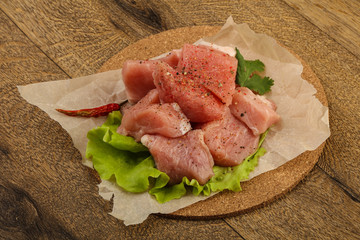 Raw pork pieces