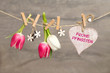 Tulpen und Herz: Frohe Pfingsten