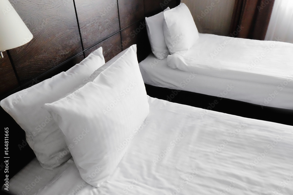 Two beds in hotel room