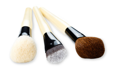 Canvas Print - Cosmetics, beauty, make-up brushes set in row, shallow depth