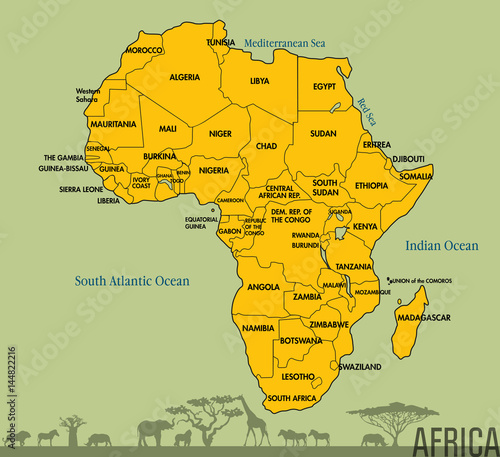 Plakat Mapa Afryki ze wszystkimi krajami
