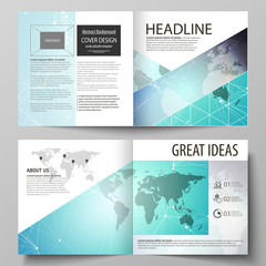 Wall Mural - the vector illustration of the editable layout of two covers templates for square design bi fold bro