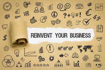 Sticker - Reinvent your Business / Papier mit Symbole