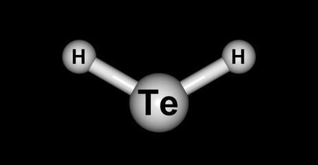 Wall Mural - Hydrogen telluride molecular structure isolated on black