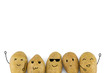 Potatoes cartoon characters isolated on white background with copy space