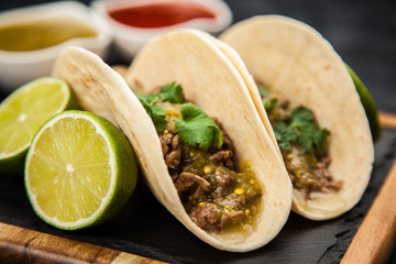 Mexican tacos with beef