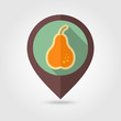 Pear flat pin map icon. Fruit