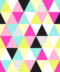 Cute 80's style seamless geometric pattern with triangles