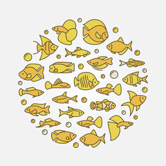 Wall Mural - Aquarium fish yellow illustration