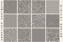 Collection Of Striped Seamless Geometric Patterns.