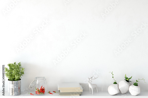 Zdjęcie XXL makiety do wnętrza ściany. Skandynawski styl. Wall art. 3d rendering, 3d ilustracja