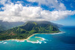 Aerial View on Napali Coast on Kauai island on Hawaii from helicopter