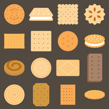 Collection Of Biscuit In Flat Design