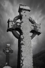 Ancient Celtic Cross In A Cemetary In Glendalough, Ireland