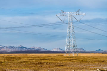 Wall Mural - electric power pylon on plateau