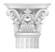 White Capital of the Corinthian column. Classical architectural support. Vector graphics