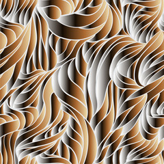 abstract wavy seamless vector pattern, futuristic volume background