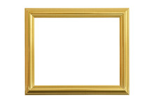 Gold Picture Frame On White Background.