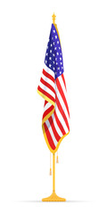 The U.S.A Flag in the Cabinet, hanging on the rack in the room of the American President. The theme of patriotism for Constitution Day. Vector illustration.