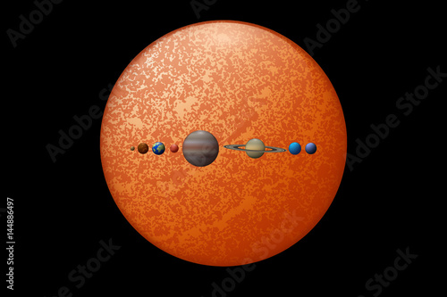 Eight Planets And The Sun 3d Illustration Solar System