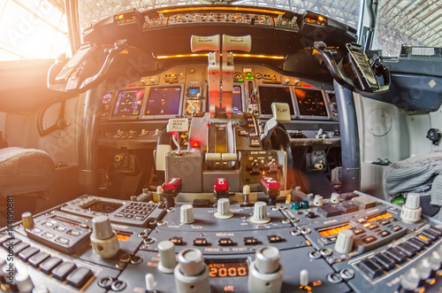 Fotomural Aircraft cockpit view on the control panel