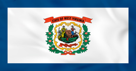 Wall Mural - West Virginia waving flag. West Virginia state flag background texture.