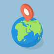 GPS pointer on planet earth. Navigation concept.