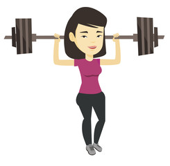 Poster - Woman lifting barbell vector illustration.