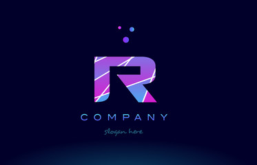 r colored blue pink purple alphabet letter logo icon vector