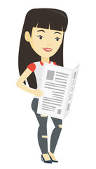 Poster - Woman reading newspaper vector illustration.