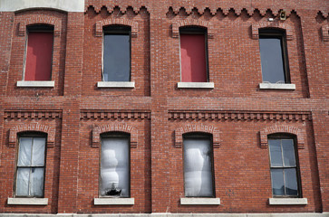 Wall Mural - facade view of old brick building in the city