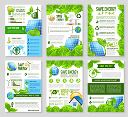 Wall Mural - Save energy poster template for ecology design