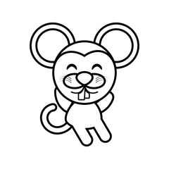 Sticker - cartoon mouse animal outline vector illustration eps 10